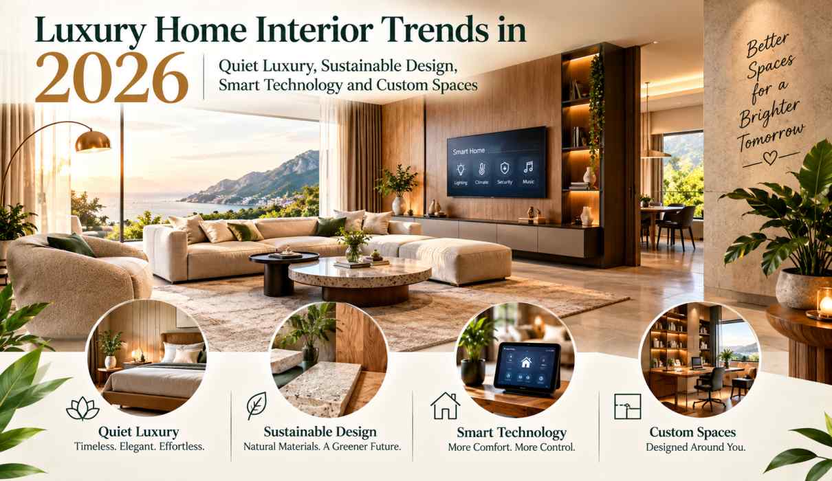 Luxury Home Interior Trends in 2026 Quiet Luxury, Sustainable Design, Smart Technology and Custom Spaces